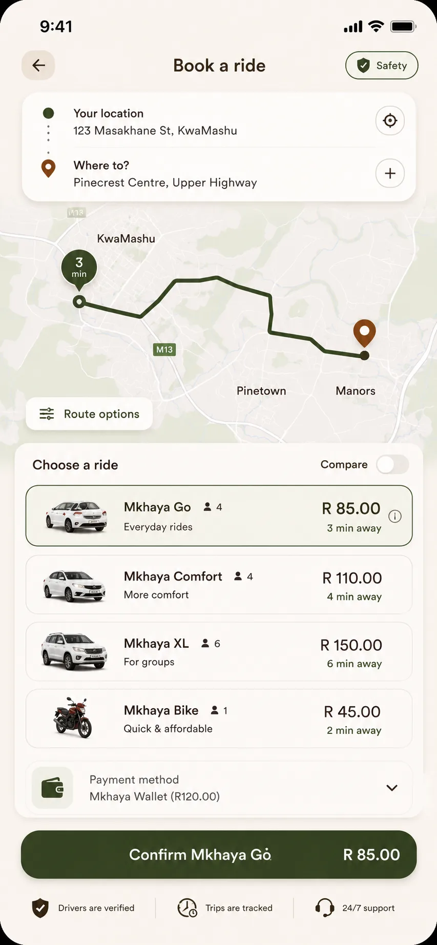 Choosing a ride